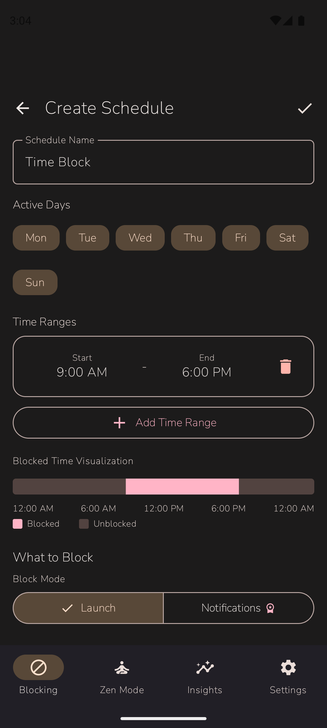 Time-based schedule configuration